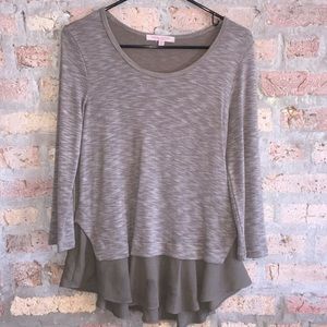 Olive green marked 3/4 layered look top